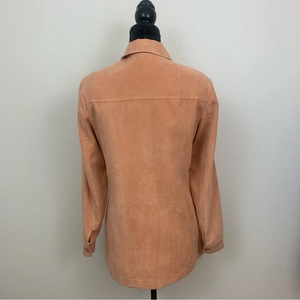 Conrad C Collection Women's Size 4 Peach Faux Suede Bohemian‎ Button Shacket